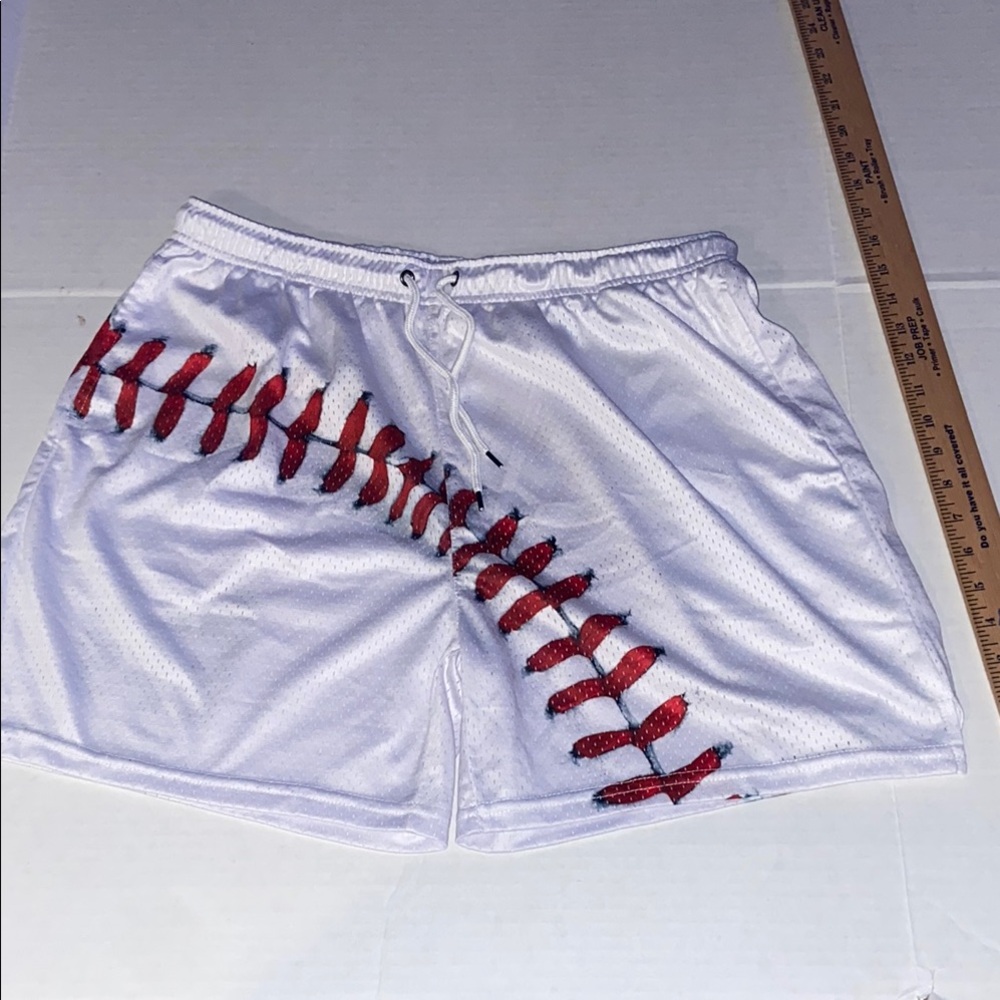 Sleefs White Baseball Stitch Men's mesh Shorts size XL